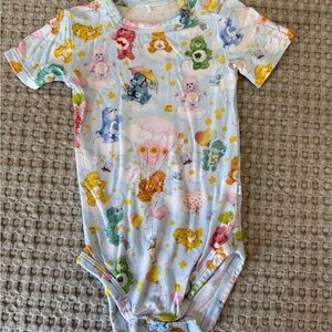 Posh Peanut Care Bears Rainbow Print One-Piece Bodysuit - Light Blue Multi